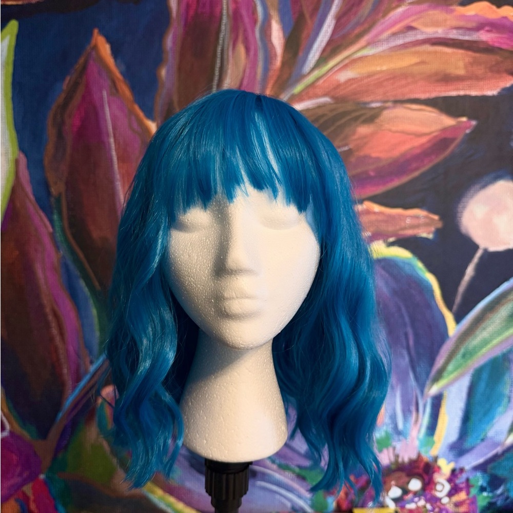 Blue Wavy Synthetic Wig